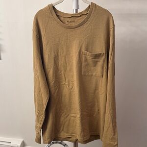 Madewell Men's Tan Long Sleeve Shirt The Long-Sleeve Vintage Pocket Tee